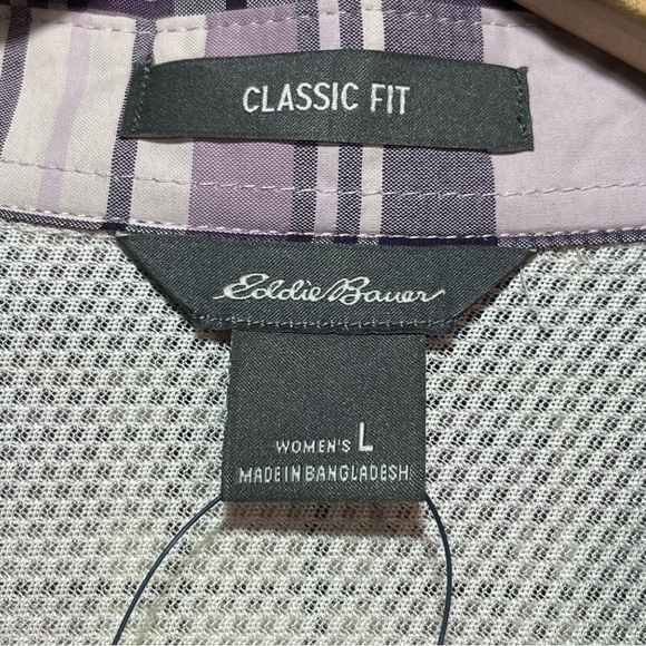 Eddie Bauer Adventurer 3.0 Plaid Shirt Womens Large Purple Long Sleeve New - Picture 4 of 10